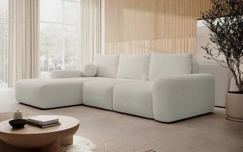 Selsey Ecksofa CARNOS mit Schlaffunktion und Bettkasten - Stylisches L-Sofa CARNOS mit wasserfestem Chenille, breiten Armlehnen und bequemen Rückenkissen. Schnell in ein gemütliches Bett umwandelbar – ideal für Gäste und optimalen Stauraum.