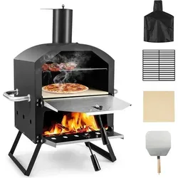 Produktbild KOMFOTTEU Pizzaofen 2 in 1, Edelstahl Gartenofen mit Pizzagrill