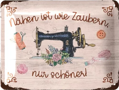 LANOLU Schild Nähen ist wie Zaubern Deko Geschenk für Näherin
