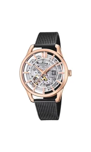 Festina Automatik Damen F20628/3 - Elegante Automatik-Uhr in Schwarz - Damenuhren mit hochwertigem Edelstahlarmband und präzisem Automatikwerk für stilbewusste Frauen.