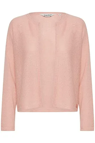 OXMO OXKike Damen Strickjacke Feinstrick Cardigan, Größe:L, Farbe:Coral Cloud - Elegante Feinstrickjacke mit Rundhalsausschnitt und Patch in Perlmutt Optik. Ideal für vielseitige Kombinationen, aus hochwertiger Viskose-Qualität für ein angenehmes Tragegefühl.