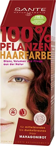 SANTE Naturkosmetik Pflanzen-Haarfarbe Pulver Mahagonirot, Hennapulver, 100 g