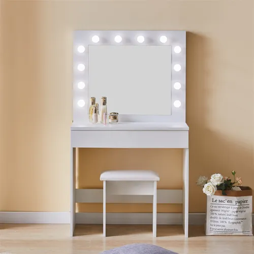 CLIPOP Schminktisch mit LED-Beleuchtung und Hocker