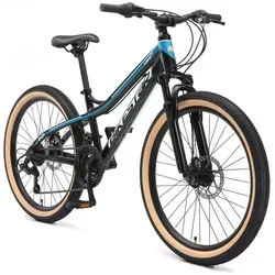 BIKESTAR Kinder Jugend Mountainbike 24 Zoll - Jugend- & Kinderfahrräder mit robustem Aluminiumrahmen, ideal für den täglichen Einsatz und ausgestattet mit einer hochwertigen 21-Gang Shimano Kettenschaltung für optimale Kontrolle.