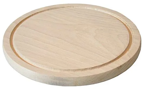 EFO Holzbrett rund ⌀20cm | Schneidebrett Holz aus Naturholz für schonendes, messerschonendes Schneiden | Küchenbrett zum stilvollen Servieren | Brotzeitbrett für Küche, Grill und Picknick | Buchenholz