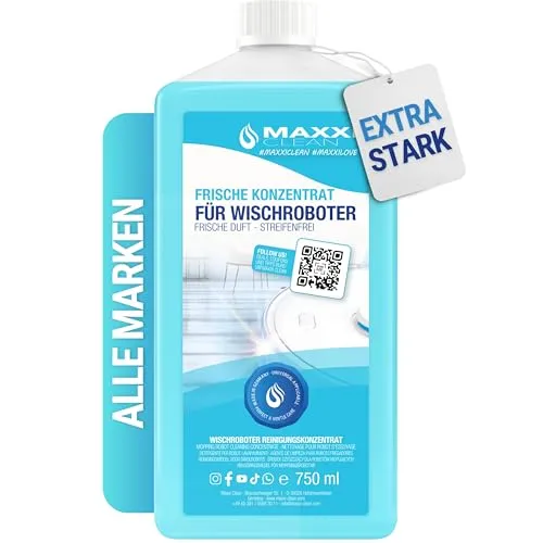 Maxxi Clean 750ml Bodenreiniger - Bodenreiniger für alle Wischroboter, hochkonzentriert und schaumarm, sorgt für streifenfreie Sauberkeit und hinterlässt einen langanhaltenden Frische-Duft.
