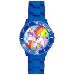 Taffstyle Kinder Ambanduhr Bunte Kinder Armbanduhr Silikon Einhorn Uhr Lernuhr, Blau