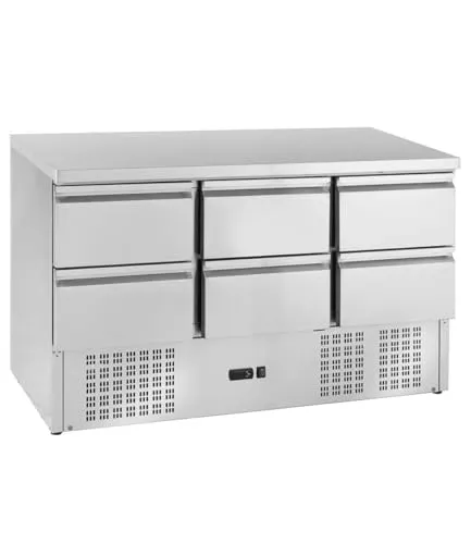 GastroHero Kühltisch ECO 0/6 Mini - GN 1/1 - Kühlschrank für Gastronomie, ideal für die optimale Lagerung von Lebensmitteln bei +2°C bis +8°C. Robuste Edelstahl-Bauweise und digitale Temperaturanzeige sorgen für Funktionalität und Energieeffizienz.