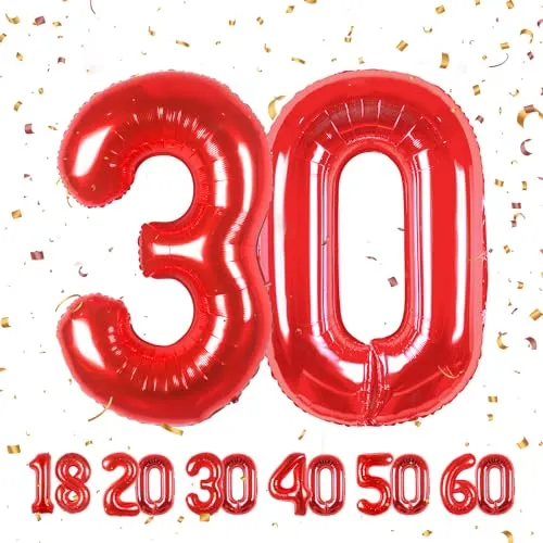 Zahlen luftballon 30 jahre | Rot Folienballon-40