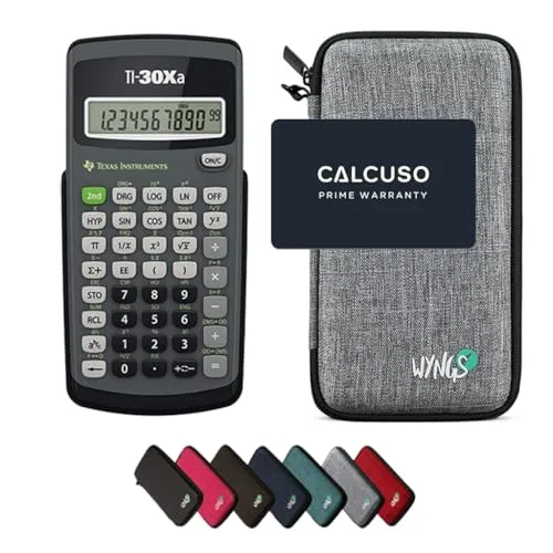 TI-30Xa inkl. WYNGS Schutztasche Hellgrau - Wissenschaftlicher Taschenrechner - Basic Set