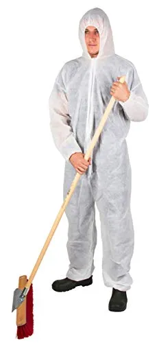 Kerbl Einwegoverall (Farbe Weiß, Größe XXL, zum Schutz vor Staub und Schmutz, mit Kapuze, Gummizug) 3431