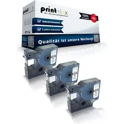 3x Kompatible Schriftbänder für Dymo D1 45010 MobileLabeler Labelpoint 100 150 200 250 300 350 Labelwriter 400Duo S0720500 12 mm 7 m BK / Klar Be...