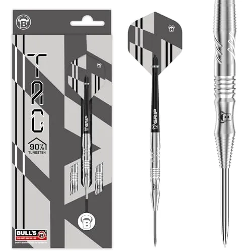 BULL`S Steeldarts TAC T1 - 90% Tungsten, 25g - Pfeile mit 90% Tungsten für optimale Wurfgenauigkeit, ideal für ambitionierte Steeldart-Spieler. Gewicht: 25g, Farbe: Silber.