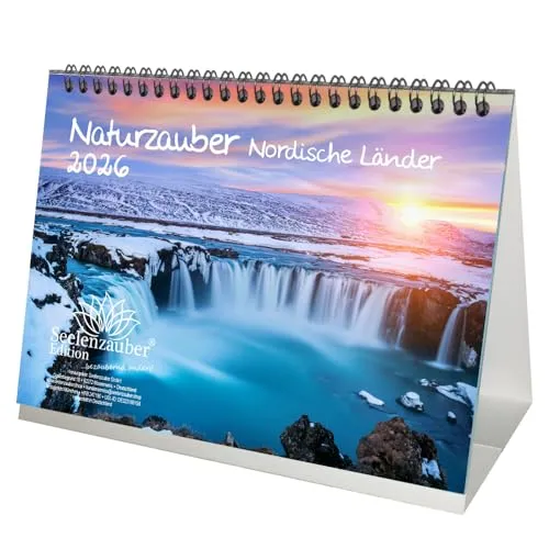 Naturzauber Nordische Länder DIN A5 Tischkalender für 2026 Natur und Land im Norden - Seelenzauber