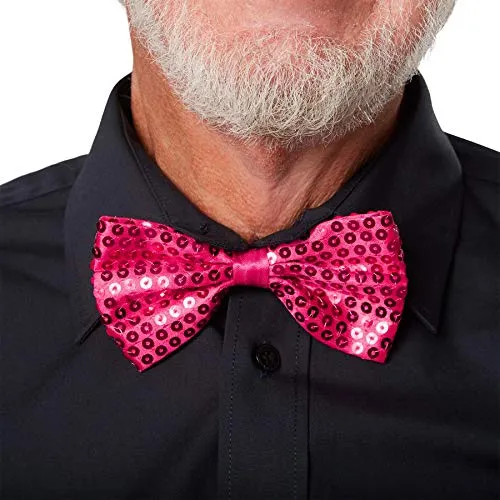 dressforfun 901019 Pailletten Fliege für Damen und Herren, Glitzer Schleife in Einheitsgröße, Bow Tie für Party Kostüm Fasching Karneval Zubehör Accessoire - diverse Farben - (pink | Nr. 303674)