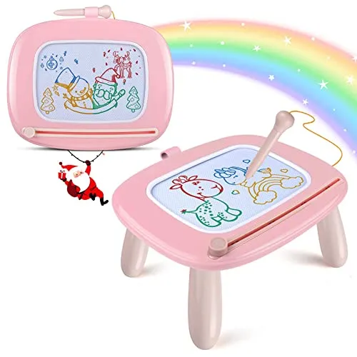 Smasiagon Magnetische Maltafel Zaubertafel für Kinder, Bunte Löschbare Magnettafel Zeichentafel mit Beinen für Kleinkind Spielzeug ab 1 2 3 Jahre Mädchen Geschenk (Hellrosa)
