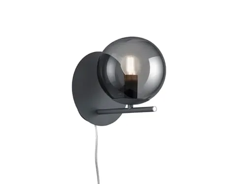 TRIO Leuchten LED Wandleuchte mit Dimmfunktion - Moderne Wandleuchte mit warmweißem Licht, dimmbar über Schnurschalter oder Lichtschalter, ideal für Wohnzimmer, Küche oder Flur. Elegantes Design mit Rauchglas und E14 Fassung.