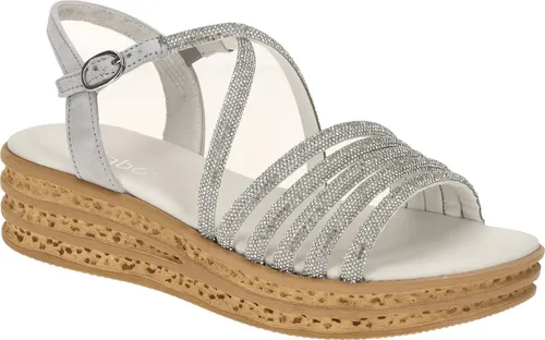 Gabor Damen Riemchensandalen, bequeme Sommerschuhe in Silber - Wanderschuhe: Flache Riemchensandalen mit Lederdecksohle, ideal für warme Tage und komfortables Gehen.