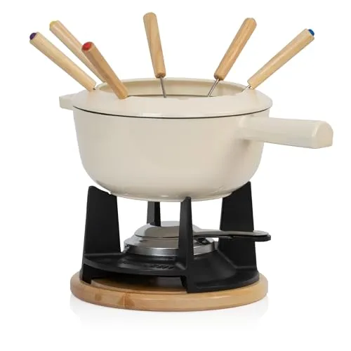 Mahlzeit Gusseisen Fondue Set für 6 Personen | 2 Liter in weiß von Mahlzeit