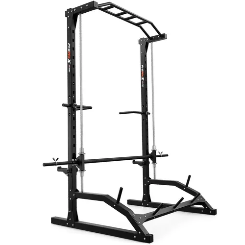 Smith Machine – Verstellbare Langhantelablage für effektives Training - Krafttrainingsgerät für Heimgebrauch, aus robustem Stahl. Ideal für sicheres Langhanteltraining mit einer maximalen Belastung von 175 kg und kompakten Abmessungen.