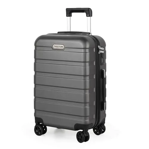 TANTOMI Handgepäck Koffer, Reisekoffer Hartschalenkoffer, Koffer & Trolley Handgepäck mit Passwortsperre, Hartschale Suitcase mit 4 Rollen(Dunkelgrau)