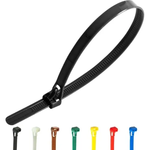 Gocableties Kabelbinder Wiederverschließbar schwarz, 250 mm x 7,6 mm, 100 Stück, Premiumqualität Wiederlösbar, Wiederverwendbar Set