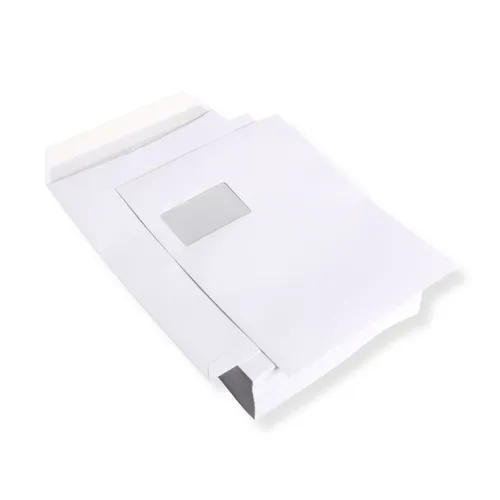 St.Versandtasche, Umschlag, Kuvert, mit Fenster, A4/C4, weiß, selbstklebend  100