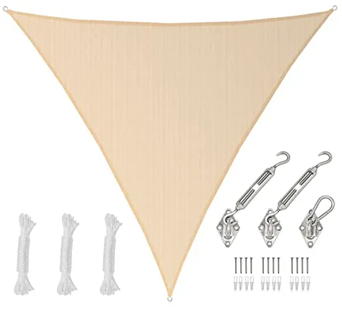 AMANKA 6x6x6 UV Sonnensegel Dreieck - Perfekter Sonnenschutz für Terrasse und Garten - Sonnenschutz mit 80 % UV-Schutz, wasserdurchlässig und atmungsaktiv, ideal für Terrasse, Balkon und Pool. Mit schwerlast Befestigung für einfache Montage.