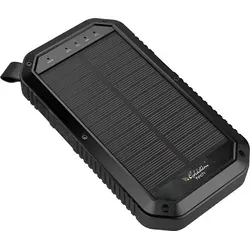 Goldstern-Tech Solara X20 Solar Powerbank 20000 mAh, LED Beleuchtung, 3 USB-Ausgängen & drahtlosem Qi-Laden - Schwarz