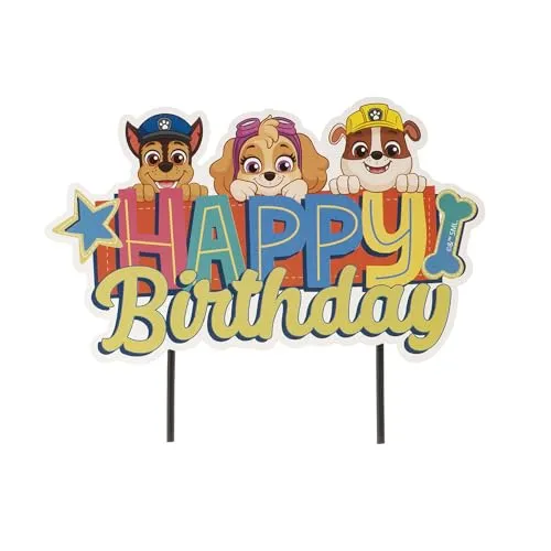 dekora - Kuchendeko Geburtstag | Happy Birthday Cake Topper Paw Patrol aus Papier - 17,5 x 15 cm