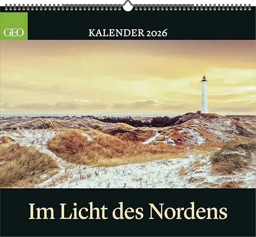 GEO - Im Licht des Nordens 2026 Wandkalender - Fotografie mit atemberaubenden Polarlichtern und Nordland-Landschaften, ideal für Skandinavien- und Naturfreunde, 12 Monatsblätter und Spiralbindung.