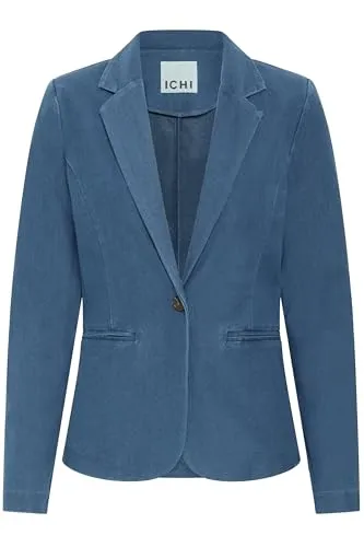 ICHI IHKATE Damen Blazer Longblazer/Kurzblazer Jacke Regular fit, Größe:M, Farbe:Kate Denim MEDIUM Blue (204438)