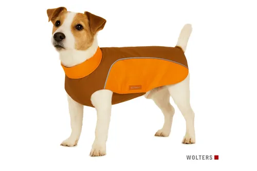 Wolters Hundebekleidung Regenjacke Easy Rain für Mops & Co. - braun/orange - Stilvolle und wasserfeste Regenjacke für kleine Hunde, ideal für nasse Tage und schützt vor Kälte.