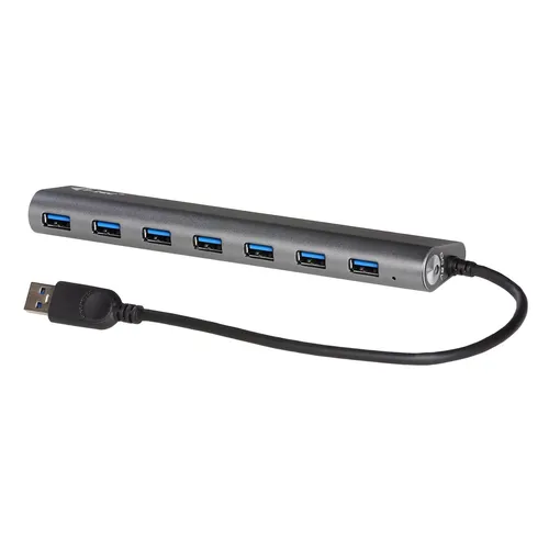 I-tec USB 3.0 7 Port Charging Hub Grau - USB-Hub mit 7 Anschlüssen und Power Adapter, ideal für den Anschluss mehrerer Geräte gleichzeitig. Hohe Datenübertragungsrate von 5000 Mbit/s, perfekt für schnelles Laden und Datenaustausch.
