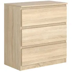 Mobelsta Kommode, Sonoma Eiche, Holzwerkstoff, Teilmassiv,Strukturbuche, 3 Schubladen, 70x78.5x39 cm, Wohnzimmer, Kommoden & Sideboards, Kommoden