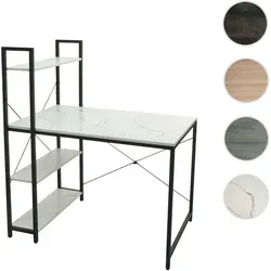 Schreibtisch mit Regal HWC-K81, Laptoptisch für Kinder - Kinderschreibtisch mit 4 Regalböden für reichlich Stauraum, stabiler Metallrahmen und höhenverstellbare Füße für optimale Anpassung im Kinderzimmer.