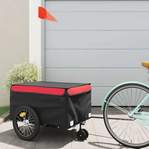 Maison Exclusive Fahrradanhänger Schwarz-Rot, 45 kg Tragkraft