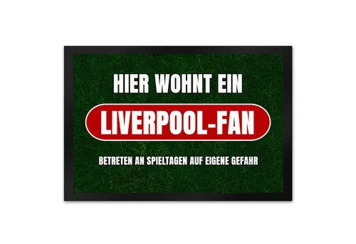 speecheese Fußmatte Hier wohnt ein Liverpool-Fan Fußmatte XL in 40x60 cm mit Rasenmotiv