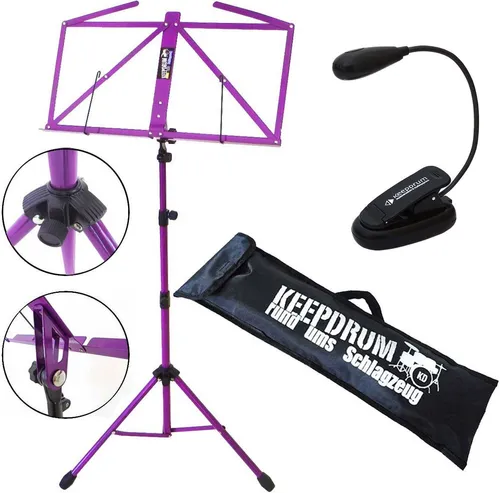 keepdrum Notenpult keepdrum MUS3FL Notenständer Lila mit Leuchte