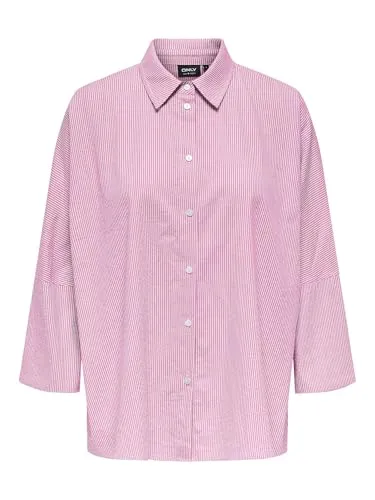 ONLY Damen Onlaugusta Shirt mit trendigem Hemdkragen - Stylisches Hemd in Bonbonfarbe mit Knopfverschluss, locker geschnitten und ideal für den Alltag. Perfekt für vielseitige Outfits.