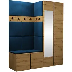 Mirjan24 Garderoben-Set Eiche Artisan Blau – Praktische Garderobe für jeden Flur