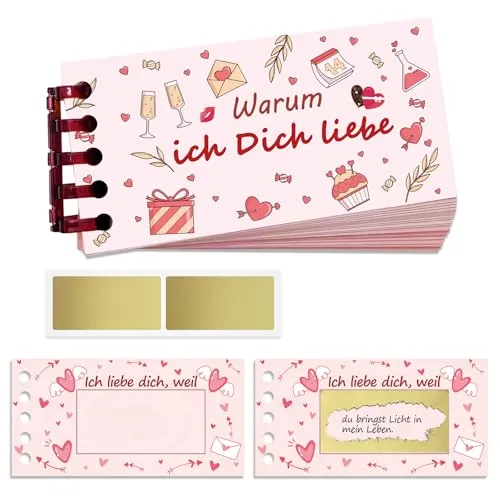 DADAPANGHU Ich Liebe Dich Rubbelkarten, Valentinstag Geschenke für Ihn Sie, Geschenke für Männer Frauen, Jahrestag Geschenk für Ihn Sie, Valentinstag Karte Liebe Geschenk, Rubbellose Selber Machen