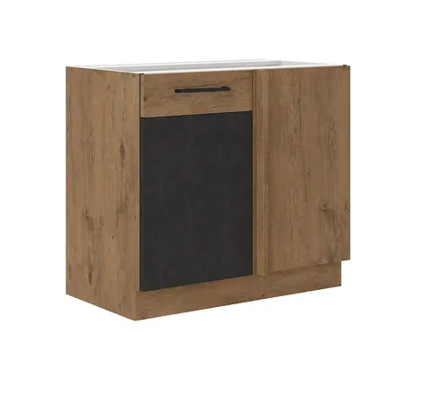 Küchen-Preisbombe Eckunterschrank 105 cm - VIGO Matera Grau + Eiche Lancelot - Unterschrank für Küchen mit Stellmaß 105x60 cm, ausgestattet mit leisen Scharnieren und eleganter Front in Grau und Eiche Lancelot. Ideal für modernes Kochen und stilvolle Küchen.