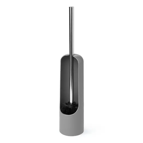 Umbra Touch WC-Bürste mit Halterung – Moderne Toilettenbürste mit elegantem Design - Schlichte WC-Bürste mit verstecktem Behälter, ideal für jedes Badezimmer. Langlebig und leicht zu reinigen, bietet sie eine elegante Lösung zur Aufbewahrung und Pflege.