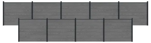 vidaXL Zaunelement 9-teilig WPC und Aluminium Grau - Robustes 9-teiliges Zaunelement aus WPC und Aluminium für Sicherheit und Privatsphäre im Garten. Wetterfest und langlebig, leicht zu montieren und anpassbar für verschiedene Designs.