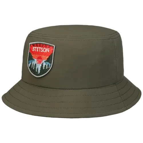 Stetson Jersey Bucket Stoffhut Einfarbiger Knautschbarer Fischerhut UV-Schutz Unisex Damen Herren Ganzjährig Oliv L (58-59 cm)