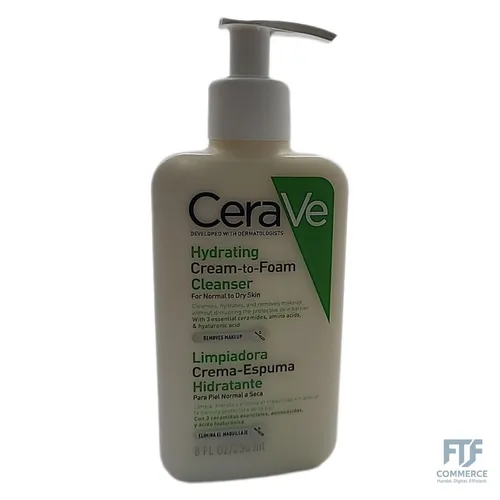 CeraVe Creme-zu-Schaum Reinigung, Feuchtigkeitsspendende Reinigungscreme, Für no