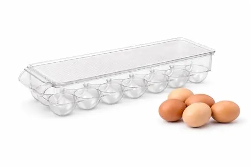 Eierbox für 14 Eier mit Deckel – transparenter Kühlschrank-Organizer, stoßfest, Aufbewahrungsbox für Lebensmittel zur Aufbewahrung von Eiern