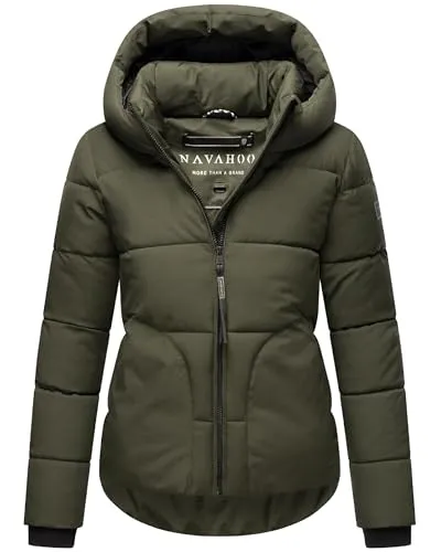 Navahoo Damen Winterjacke Kurze Steppjacke mit reflektierenden Details - Funktionsjacken mit wasserabweisendem Material und verstellbarer Kapuze, ideal für kalte und nasse Tage, bietet optimalen Schutz und modernen Stil.