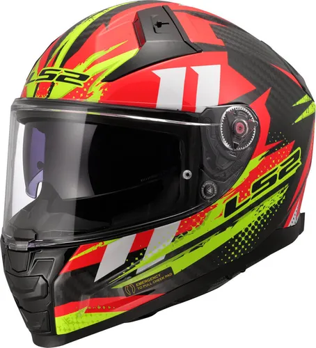LS2 FF811 Vector II Carbon Tantic Helm, rot/gelb, 4XL (67/68)